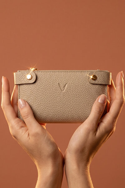Valmont Beige Stylish Leather Women's Wallet with Special Box, Zipper, Card H...