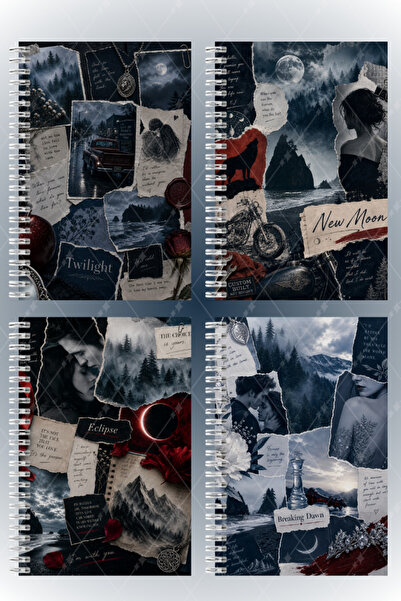 Mimu Art Studio Twilight Film Temalı A5 Spiralli 4lü Not Defteri Seti Kalın K...