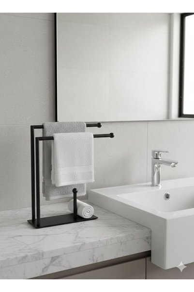 DERSEL Modern Matte Gold Metal Paper Towel Holder and Towel Rack – Countertop Standing Organizer