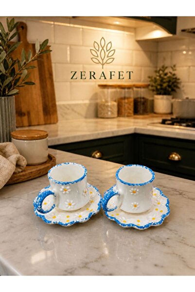 ZERAFET EL İŞLEMELİ 2'Lİ KAHVE FİNCAN TAKIMI