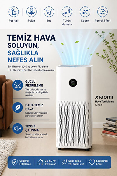 Xiaomi 3'ü 1 Arada Yüksek Verimli Filtreli Akıllı Kontrollü Alerjen Giderici ...