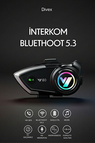 Divex Y80 RGB Pro Işıklı Motosiklet Kask Kulaklık Seti