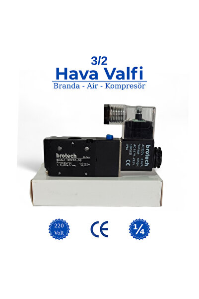 BROTECH 1/4 3/2 Hava Valfi | Air Valfi | Tır Branda Valfi 220 Volt