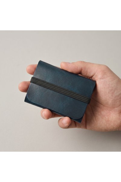 Oh Deer Leather حامل بطاقات من الجلد الطبيعي بتصميم سلس ومرن - أزرق