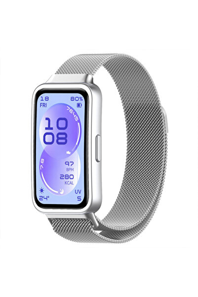 Sneezy Huawei Band 11 / 11 Pro İle Uyumlu Manyetik Milanese Loop Metal Kordon
