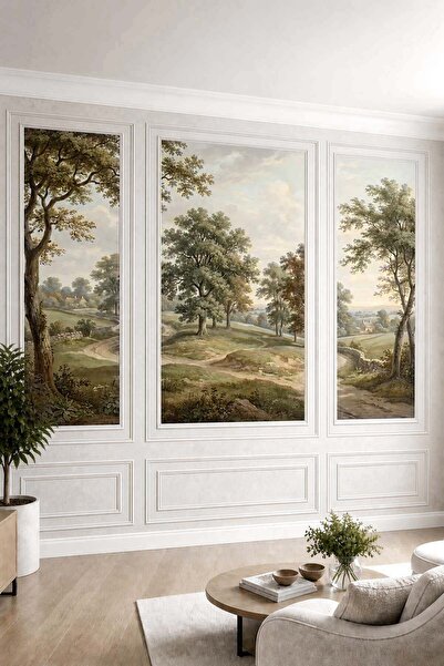 dreamwall Duvar Çıtası Görünümlü, Klasik Yağlı Boya Manzara Temalı Tekstil Du...