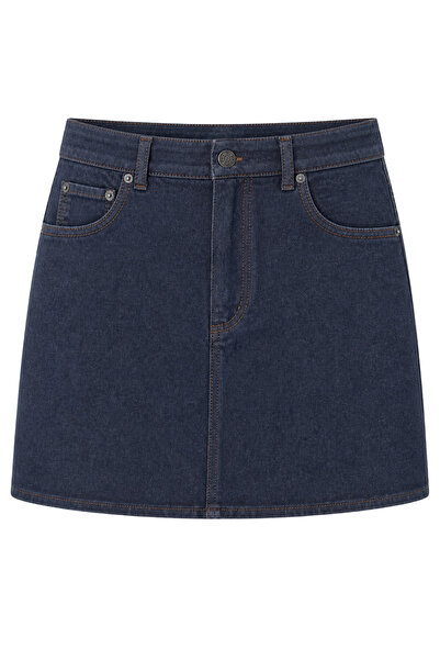 Mixray 4914 Kadın İnce Yazlık Denim Mini Şort Etek Lacivert