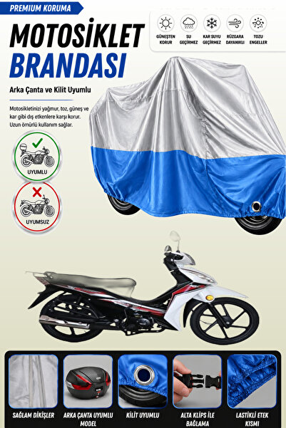Cemku Double Gray Top - Blue Bottom, Rear Bag Compatible Rks Next 50 Motorcyc...