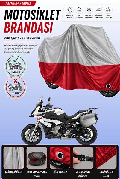 Cemku Double غطاء علوي رمادي اللون - سفلي أحمر، غطاء خلفي متوافق مع دراجة BMW...