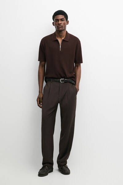 Massimo Dutti Fermuarlı polo yaka triko kazak