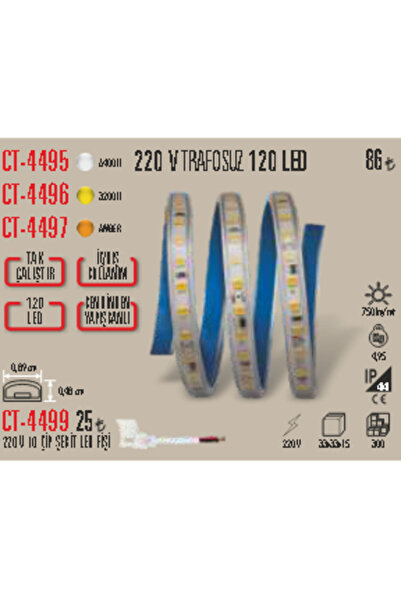 Cata CT-4499 220 V 10 ÇİP ŞERİT LED FİŞİ 5 ADET