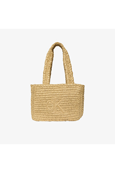 Calvin Klein Bold Raffia Medium Kadın Beyaz Tote Çanta