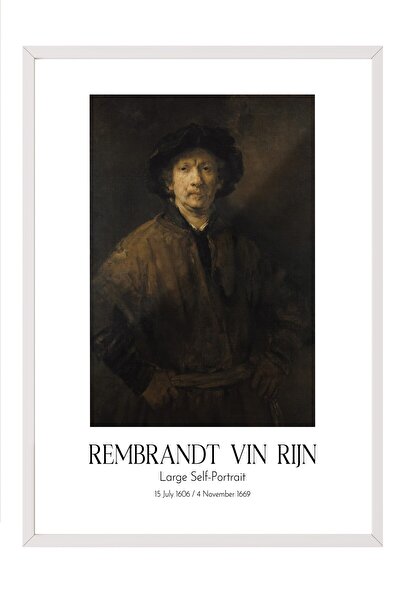Postifull Rembrandt Vin Rijn - Veliki autoportret, slika u belom okviru, umet...