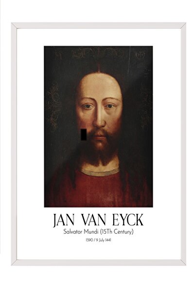 Postifull Jan van Ajk - Salvator Mundi (15. vek), slika u belom okviru, umetn...