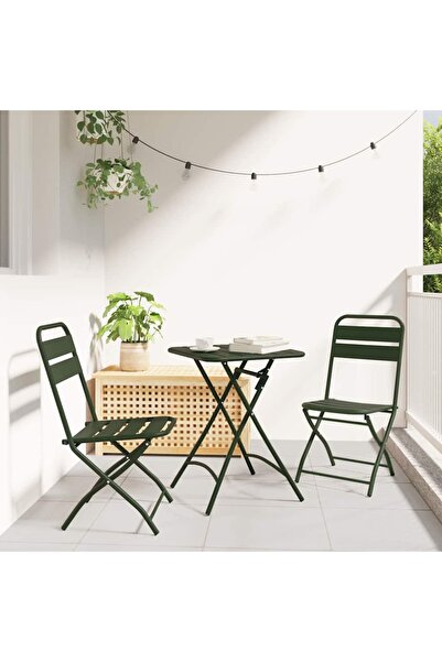 vidaxl Bistro set 3 pcs Green OÈ›el