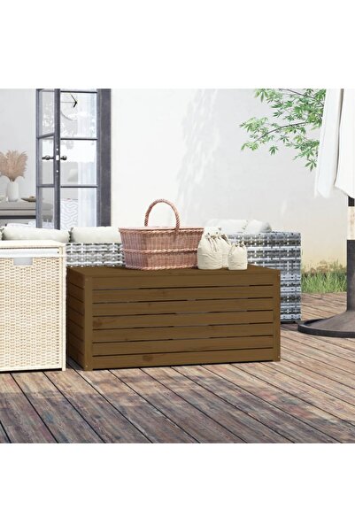 vidaxl Garden storage box, brown, 101x50.5x46.5cm, solid pine wood