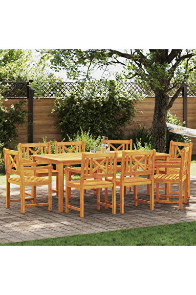vidaxl Set de masa pentru gradina 9 pcs Maro Lemn Solid de Acacia