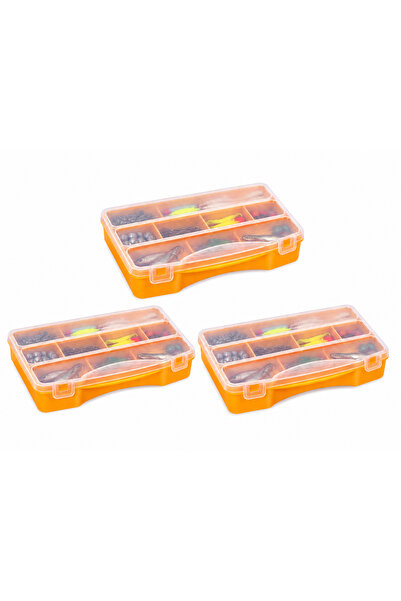 FERAH PLASTİK 3 lü Balıkçı Organizer Kutusu Olta Malzemesi Kutusu Çok Bölmeli...