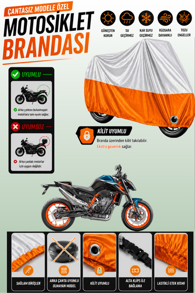 Cemku Twin غطاء محرك متوافق مع KTM 890 Duke باللون الرمادي من الأعلى والبرتقا...