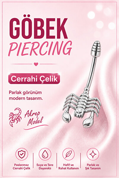 vogutima jewelery&silver by timuçin mavili Göbek Piercing - Akrep Model Cerra...
