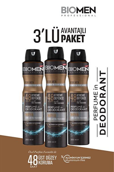 Biomen Perfume in Deodorant For Men Nova 3x200 ml