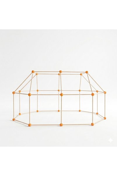 COCOTA TOYS Wooden Fun Wooden Tent and Geometric Construction Set (50 Rods, 30 Connection Pieces)