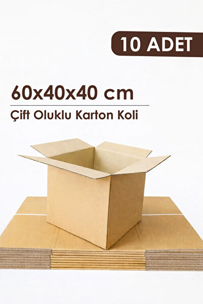 Kutubo 60x40x40 cm Karton Koli, Çift Oluklu 10'lu Taşınma Kolisi, Çeyiz Kutus...
