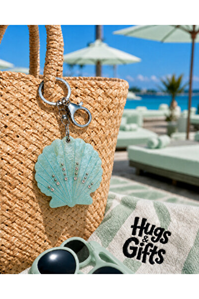 Hugs and Gifts Hugs & Gifts |   Blue Sea Shell Mirror Keychain ✨ 🐚 🩵