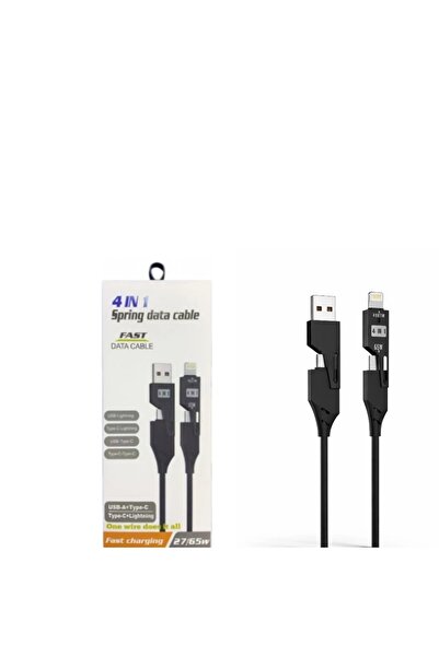 Midcom PL-8633 4 in 1 Hızlı Şarj Kablosu 65W PD USB-A Lightning Type-C USB Ço...