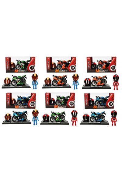 BBYTOYS 1:14 Metal Yarış Motosikleti – Kasklı Figürlü Sesli Işıklı Oyuncak Mo...