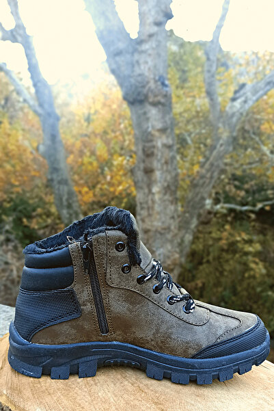 ALVERA COLLECTION Men's Outdoor Boots Wool Brown Black Color