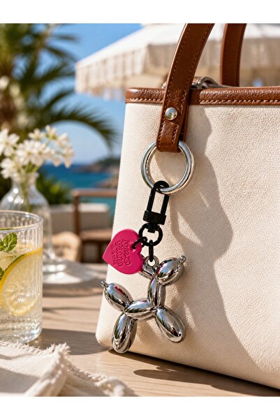 QUEEN GARAGE Çanta Süsü Şişme Balon Köpek Anahtarlık Charm