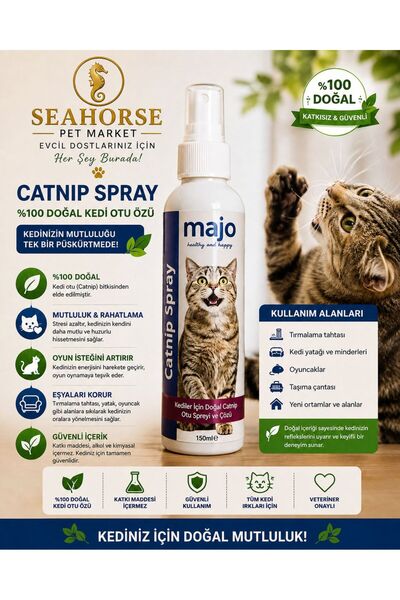 Majo Catnip Sprey 150 ml | Doğal Kedi Otu Spreyi, Oyun ve Tırmalama Eğitimi İçin
