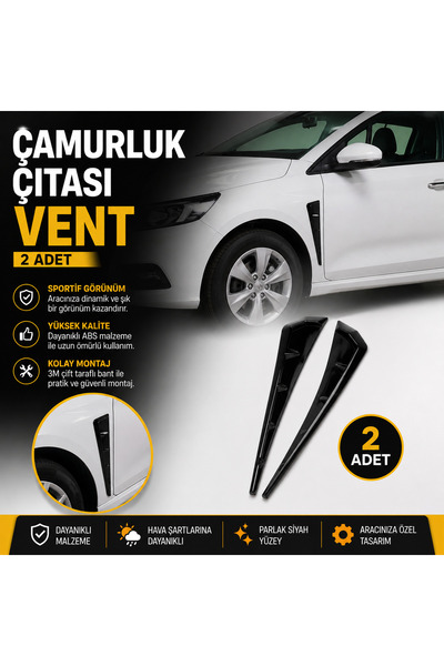zifona Universal Çamurluk Vent Sağ Sol ( Parlak Siyah )