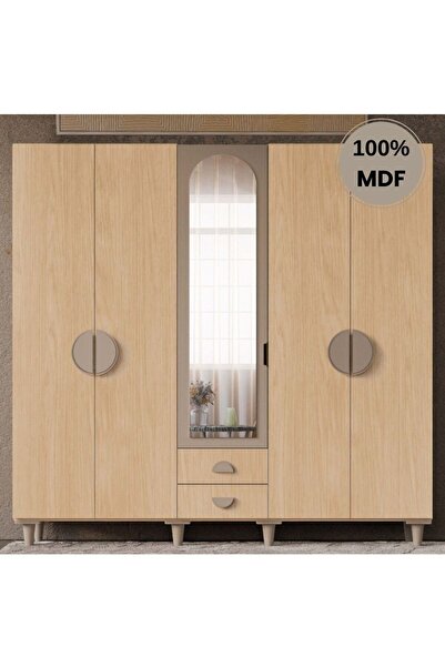 comiet Ladin 5 Kapak Mdf Ayaklı Tasarım Gardırop