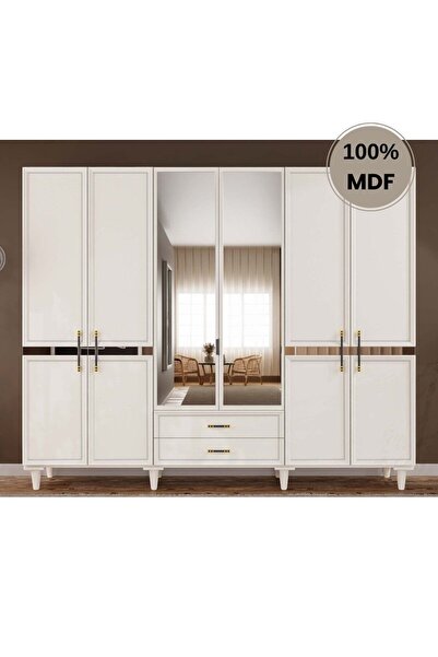 comiet Kardelen 6 Kapak Mdf Ayaklı Tasarım Gardırop