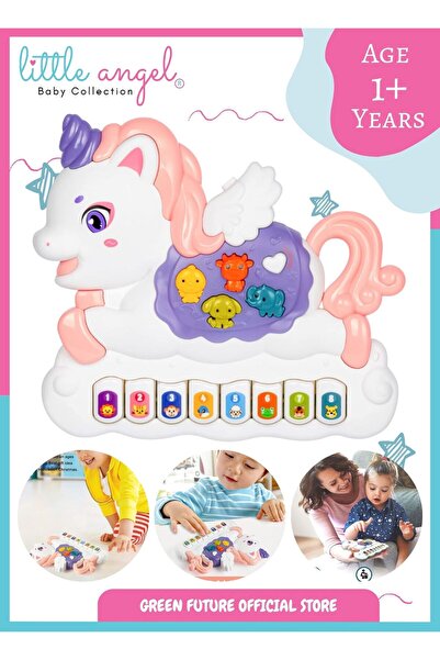 LITTLE ANGEL لعبة موسيقية للأطفال مع أضواء وأصوات للتعلم المبكر - أبيض