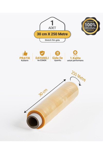 1 Adet 30cm X 250mt Gıda Streç Film Yemekçiler Çiğ Köfteciler ve Şarküteriler için 1.kalite