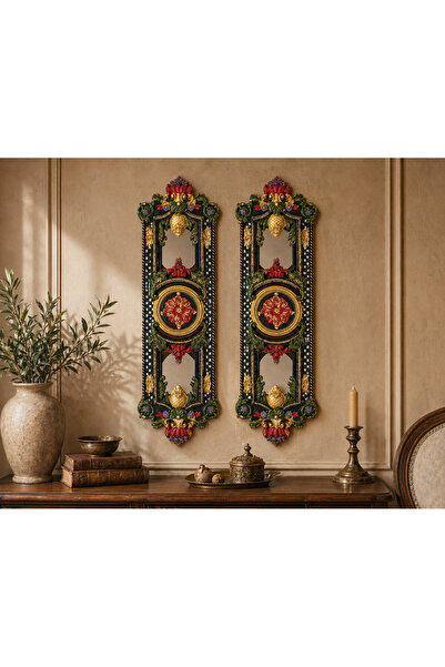 Sister Home Design 2’li Vintage Ayna Duvar Dekoru El Boyama Barok Eskitme Duv...