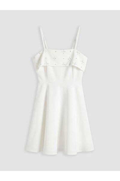 LC Waikiki LCW Comfort Boncuk İşlemeli İp Askılı Mini Elbise