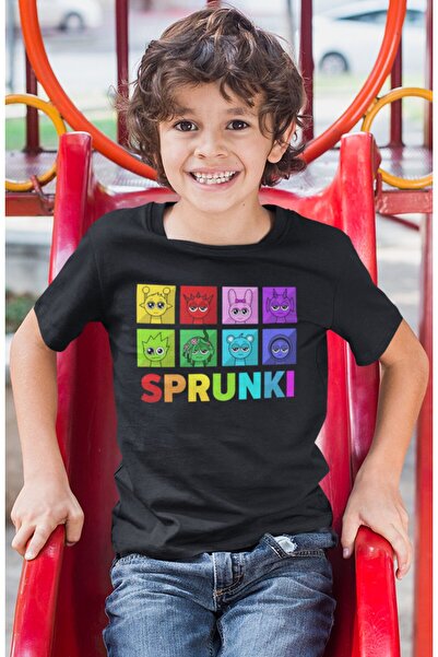 SEVBANO Tricou pentru copii unisex cu imprimeu Sprunki Game (1-12 ANI)