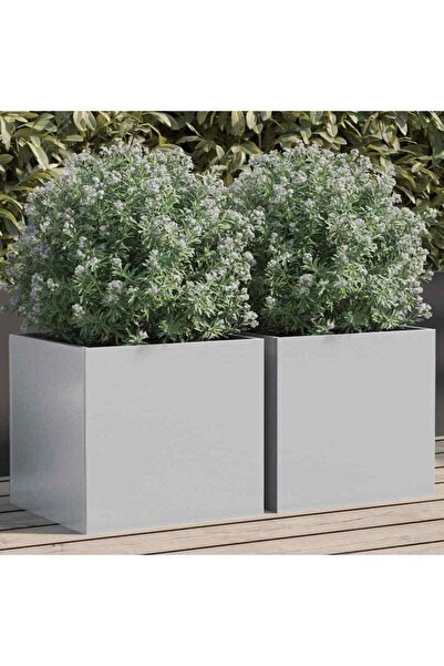 vidaxl Jardiniere, 2 buc., argintiu, 32x30x29 cm, otel galvanizat