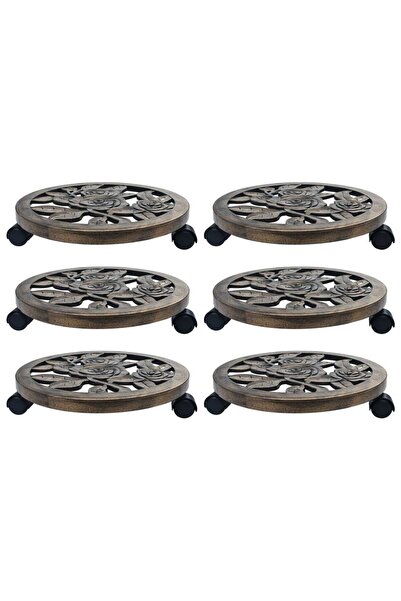 vidaxl Suporturi de plante cu role, 6 buc., bronz, 38 cm, plastic