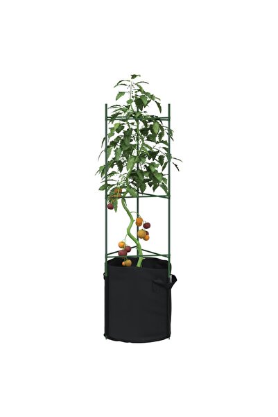 vidaxl Suport pentru rosii cu saci de plante 4 buc., 116 cm otel si PP