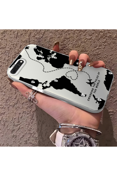 PATTERNOVA iPhone 7 Plus/8 Plus Uyumlu Yüksek Kalite Dünya Haritalı Kılıf, Çi...