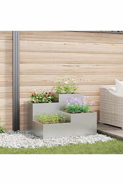 vidaxl Vaza pentru Gradina Argintiu 80 x 80 x 60 cm Otel galvanizat