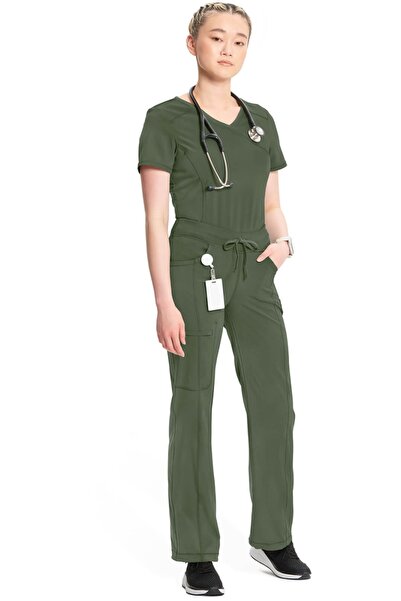 Cherokee UNIFORMS Pantaloni medicali Cherokee Infinity PROTX2 antimicrobieni cu talie joasă pentru femei - Verde oliv