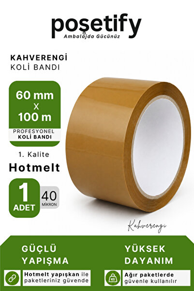 POŞETİFY 60 mm x 100 Metre Hotmelt Koli Bandı | 1. Kalite | Güçlü Kahverengi ...