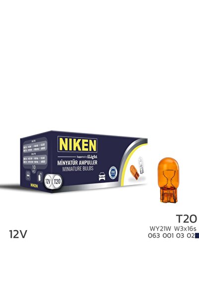 Niken T20 Ampul 12V (WY21W) Amber W3X16S 10'Lu