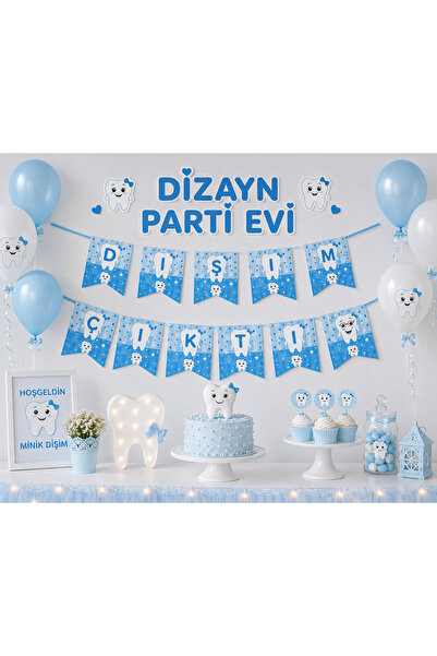 Dizayn Parti Evi Dişim Çıktı Flama Banner Mavi Diş Buğdayı Parti Süsü Erkek B...